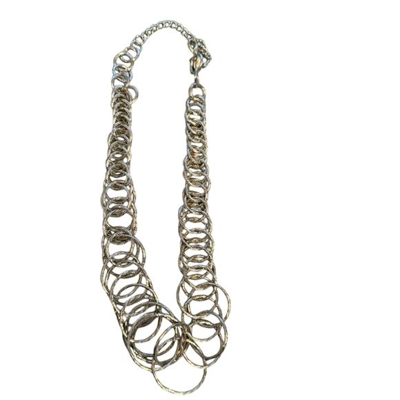 Cookie Lee Silver Tone Circles Statement Necklace - Picture 3 of 5